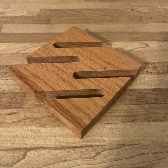 Hand Painted Art Tile Coasters Glazed Trivet With Wood Holder - Picture 6 of 8